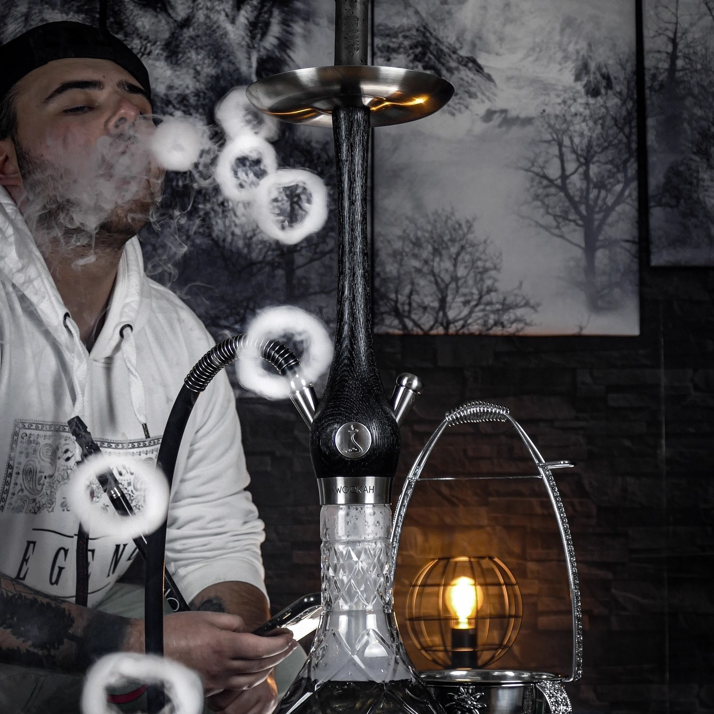 Luxury Wookah Grom Bloom Hookah – Elegant Design with Natural Wood & Glass Base