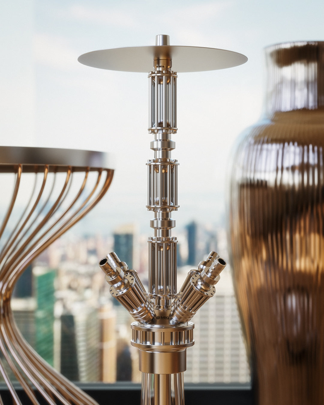 Luxury German Stainless Steel Shisha Hookah – Full Set for Home Use or Bar, 1 to 4 Hose Design
