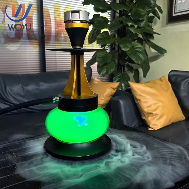 Luxury Fortress Double-Layer Hookah | Color-Changing Shisha with Bottom Airflow | Large Smoke Water Pipe for Home, Lounge, Bar & KTV
