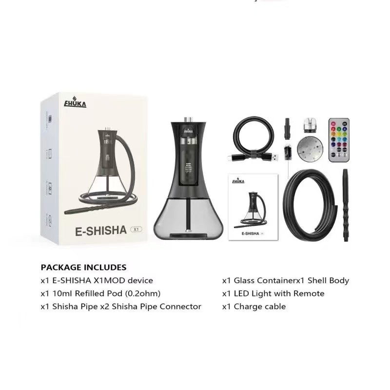 Rechargeable E-Hookah Shisha – LED Heating Electronic Arabic Hookah, No Charcoal, Oil Vapor System