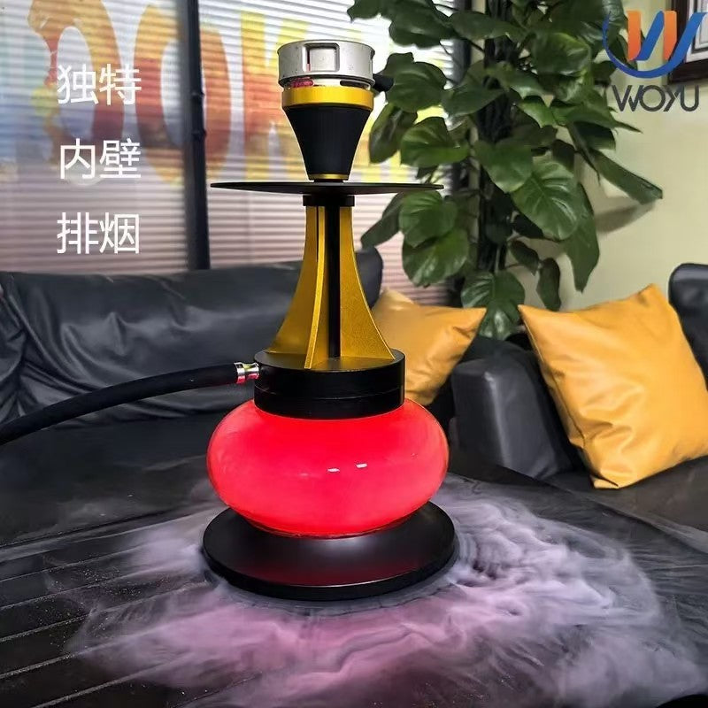 Luxury Fortress Double-Layer Hookah | Color-Changing Shisha with Bottom Airflow | Large Smoke Water Pipe for Home, Lounge, Bar & KTV