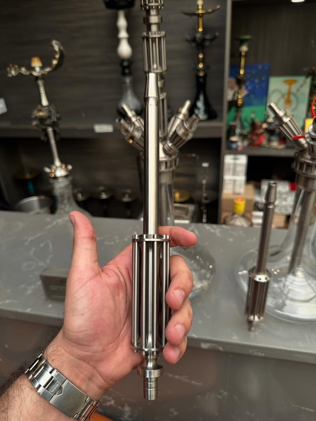 Luxury German Stainless Steel Shisha Hookah – Full Set for Home Use or Bar, 1 to 4 Hose Design