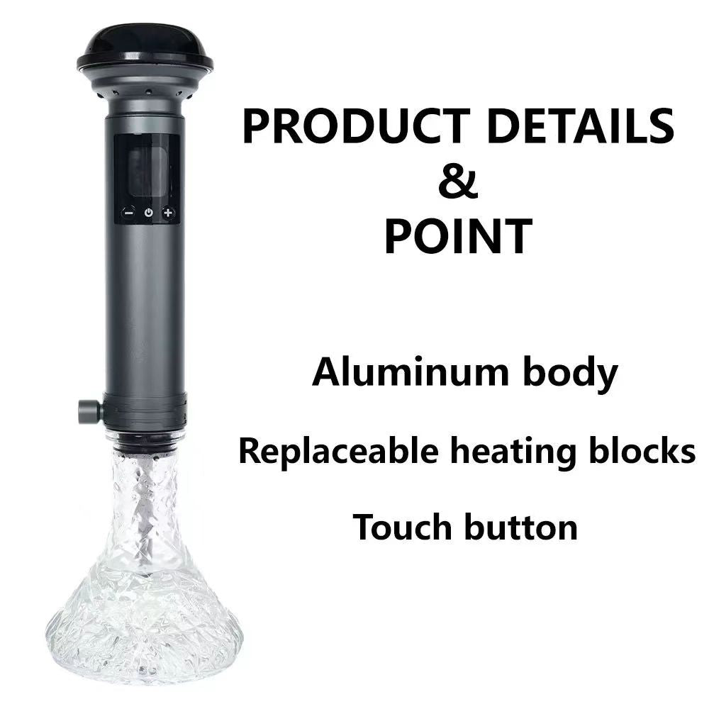 Smart Electric Hookah Shisha – Luxury Arabic Style, Aluminum Alloy, Touch Screen, Carbon-Free