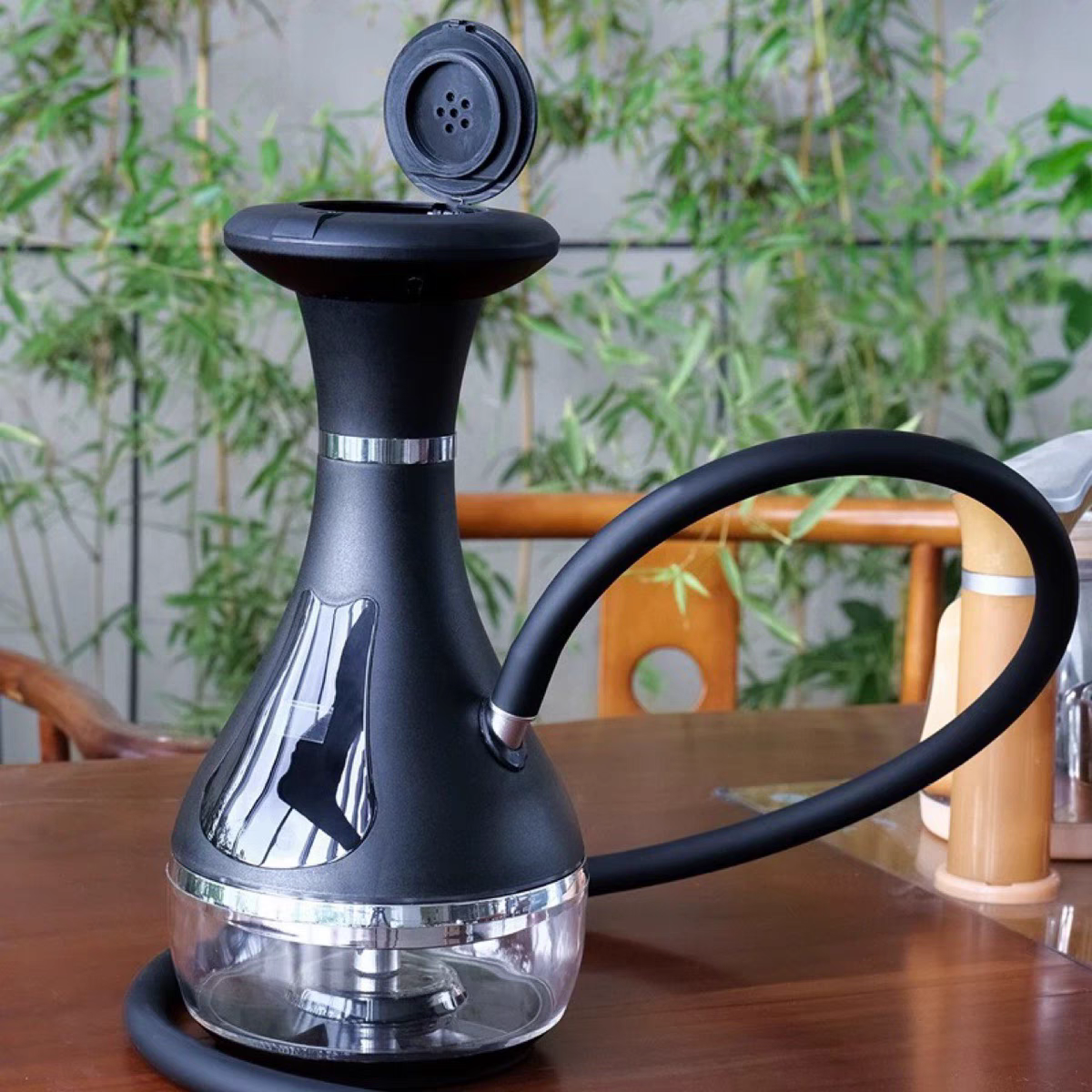 Electric Hookah Portable Shisha With LED Light Luxury Hookah Set Shisha Carbon-free Russia Hookah E-hookah Set
