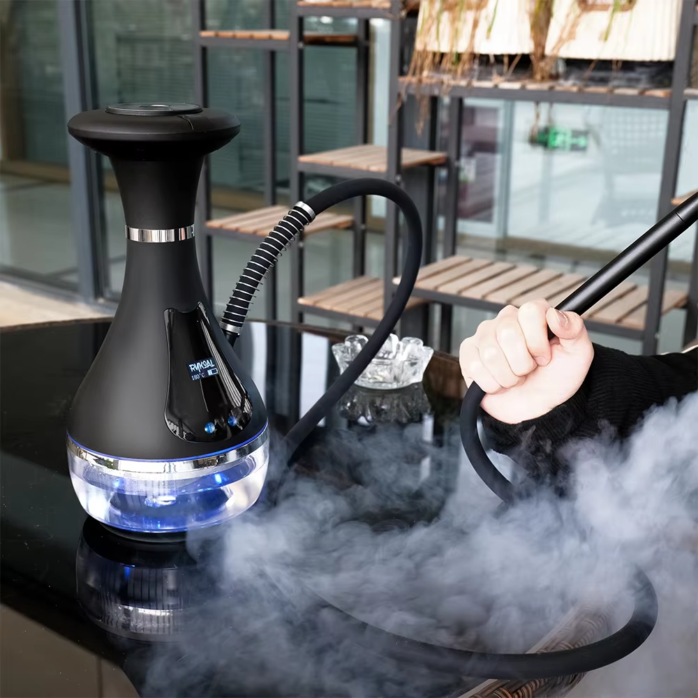 Electric Hookah Portable Shisha With LED Light Luxury Hookah Set Shisha Carbon-free Russia Hookah E-hookah Set