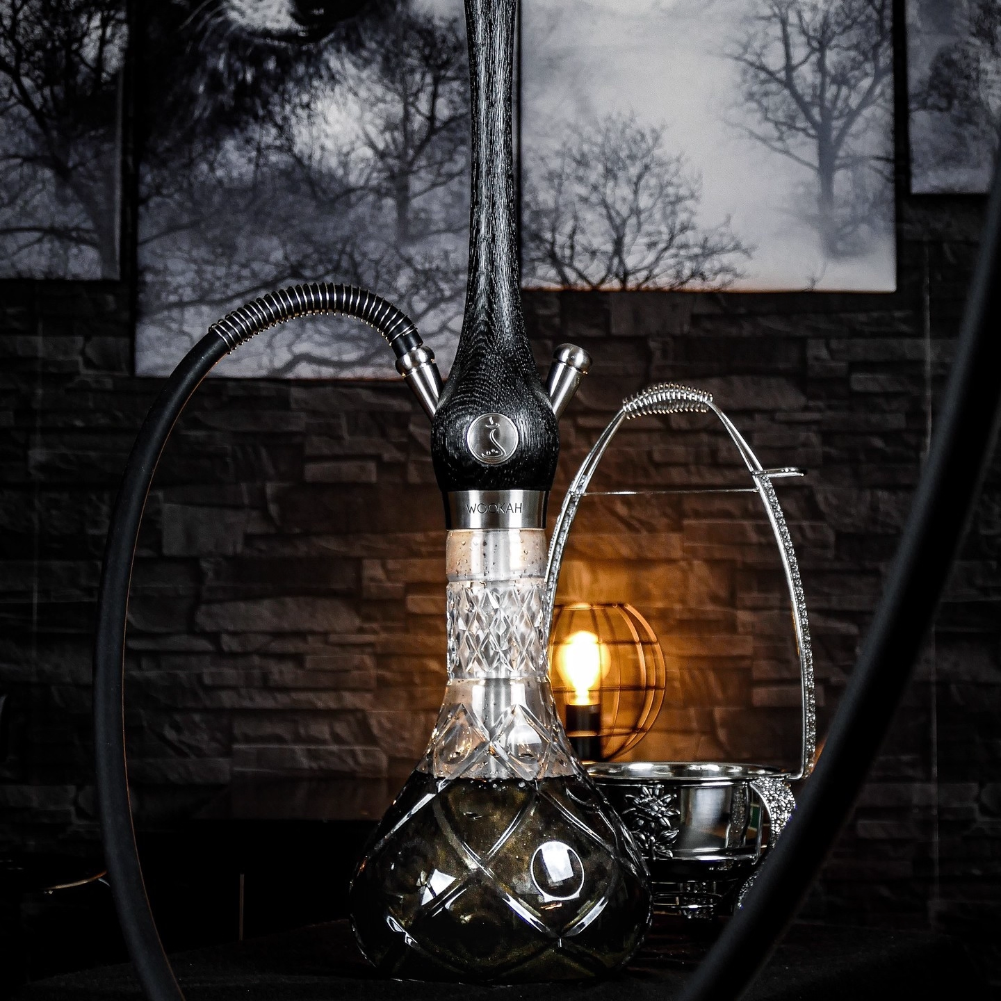 Luxury Wookah Grom Bloom Hookah – Elegant Design with Natural Wood & Glass Base